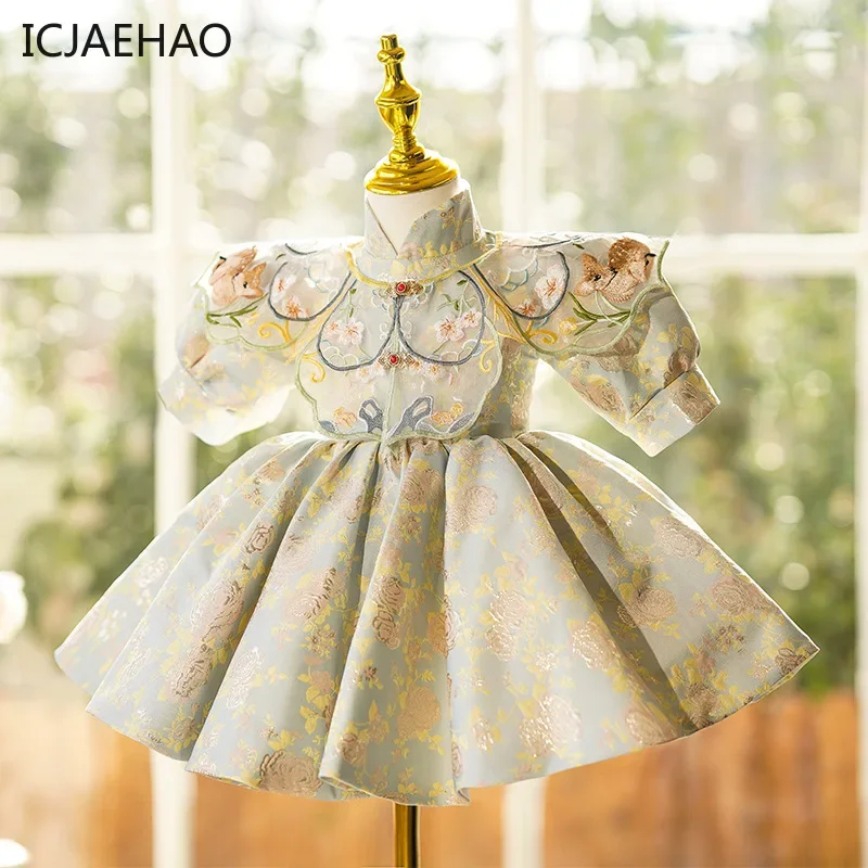 

ICJAEHAO 2024 One Year Old Chinese Style Dresses Baby's Week-grabbing Banquet Cheongsam Flower Girl Spring Matching Clothes