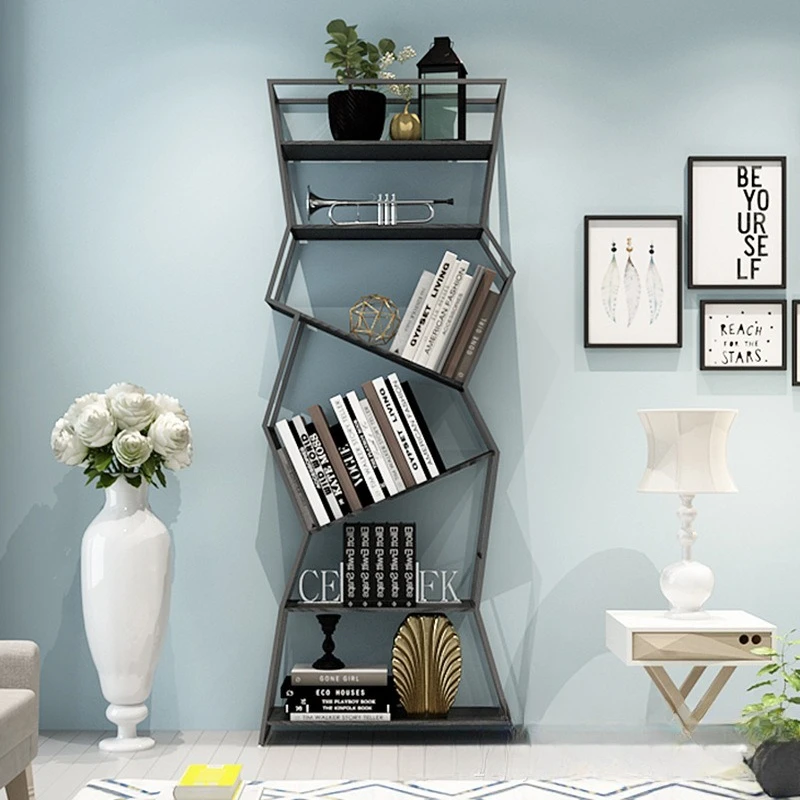 Nordic wrought iron simple living room floor screen shelf creative modern display shelf bookshelf partition shelf