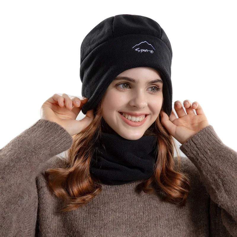 Winter Warm Hat Sets Cashmere Earflaps Cap Fleece Plush Beanie Scarf Hats Men Outdoor Ski Cycling Windproof Earmuffs for Women