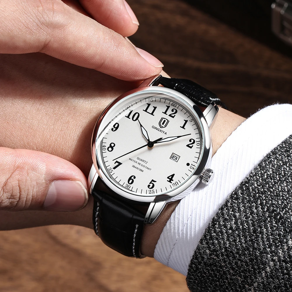 QINGXIYA Classic Business Watch Men Calendar Quartz Watches Top