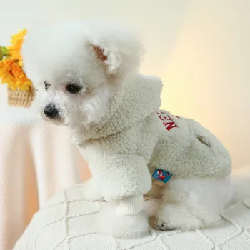 Dog Clothes Dog Cat Clothing Lamb Wool Autumn/Winter Warm New York Hoodie Pet Clothes For Medium Dogs Female Dog Accessories 5