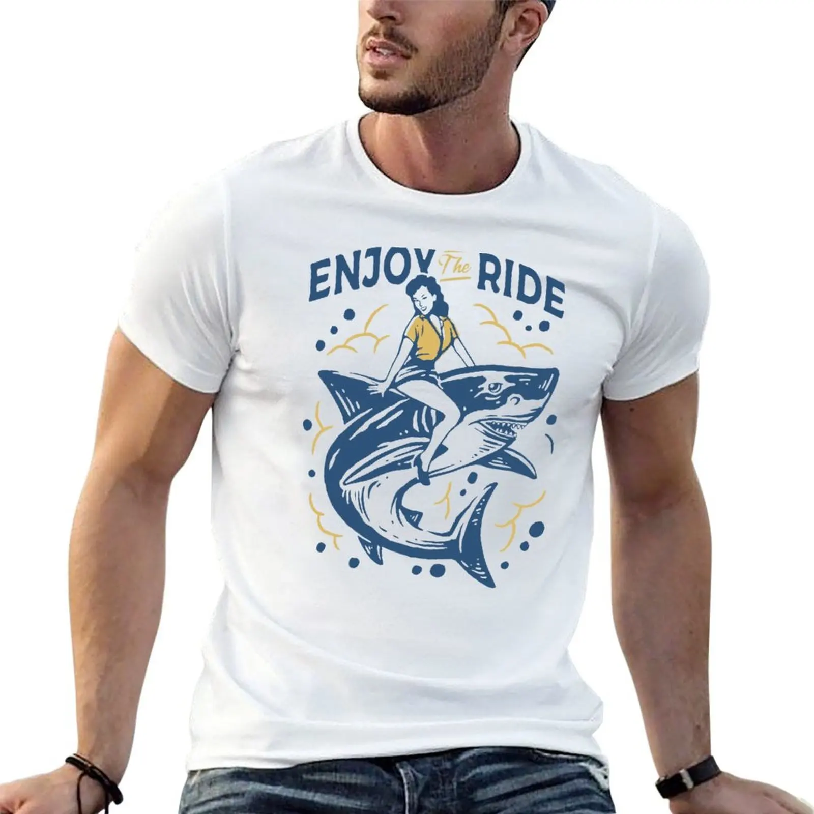 Enjoy The Ride - Shark T-Shirt man t shirts high quality luxury brand t shirts for man graphic funny cotton t shirt man T-shirt