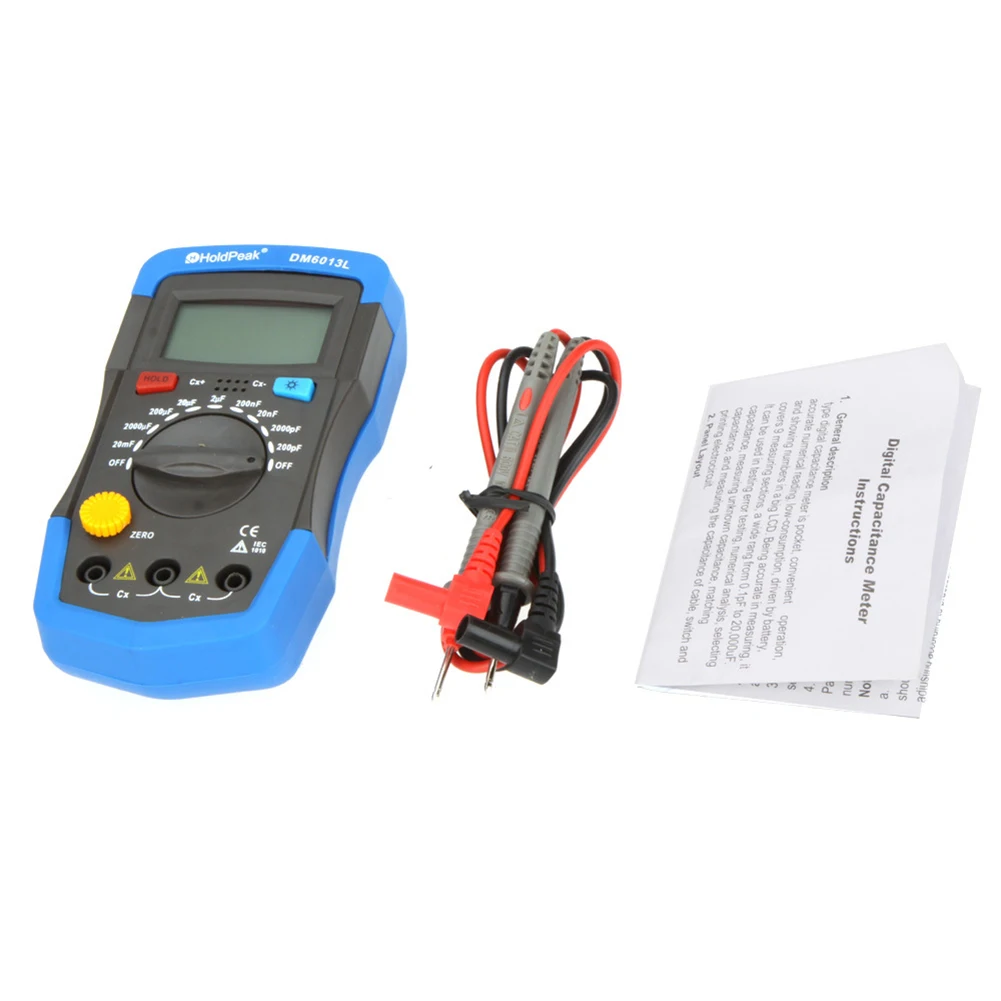 DM6013L Digital Capacimeter 1999 Counts 200pF~20mF Capacitance Capacitor Measuring Meter Data Hold LCD Backlight Circuit Tester