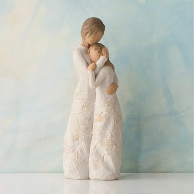 

Engraved Hand Painted Figure Imitation Wood Carving DIY Love Couple Statue Ornament Nativity Collection Decorative Statue