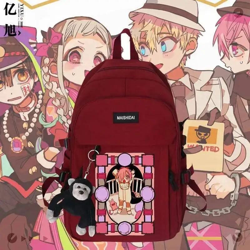 أنيمي لعبة أسود أبيض أخضر أحمر Jibaku Shounen المرحاض ملزمة Hanako-Kun أطفال المراهقين الحقائب المدرسية حقائب الظهر الفتيات الفتيان