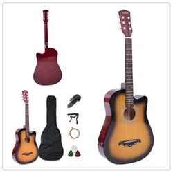 Rosefinch Full Pack 38 Inch Acoustic Guitar for Beginners 6 Colour Travel Guitarra Free Extra Steel String Capo Pick Strap Bag