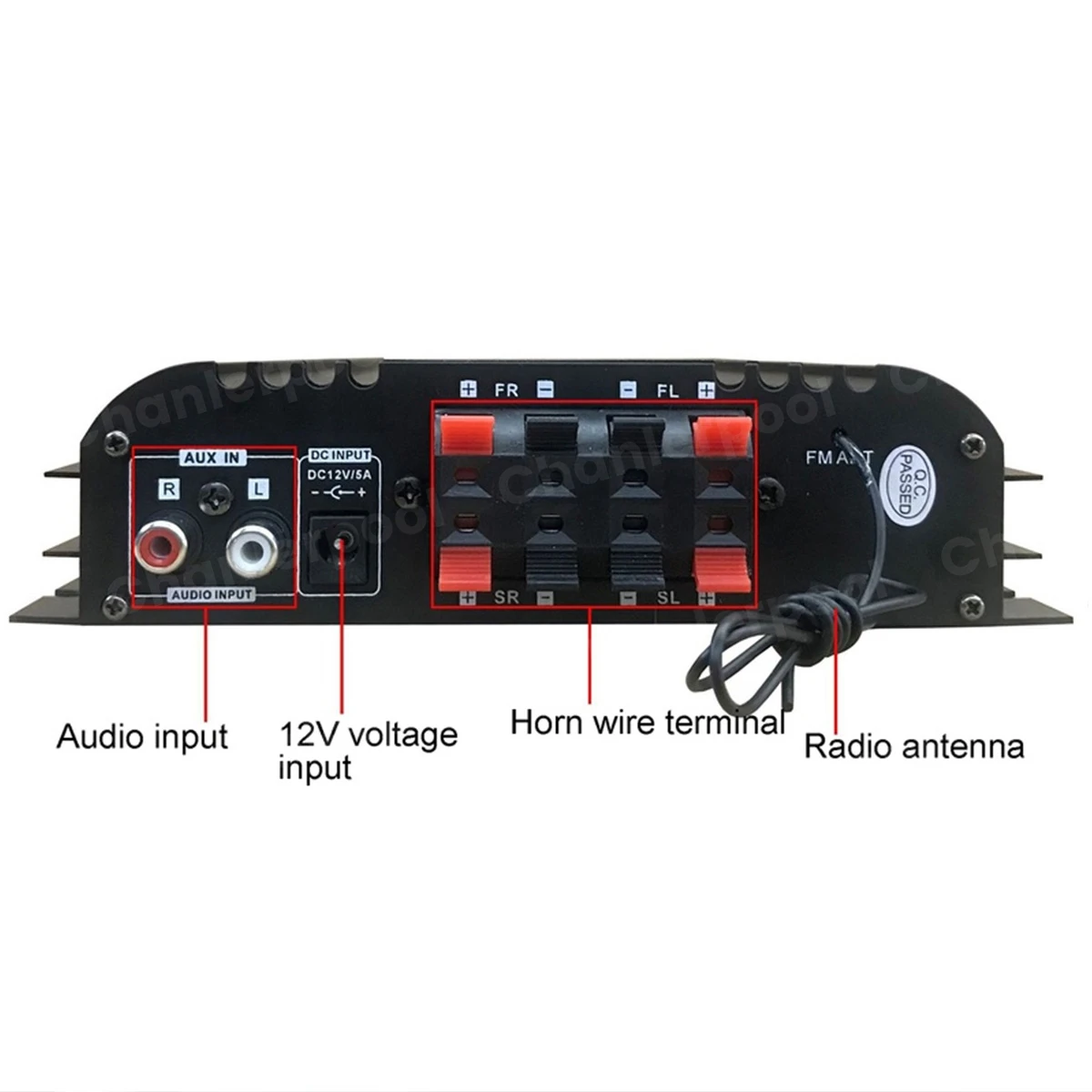 HiFi-Soundverstärker, 4-Kanal-Digital-Audio-Bluetooth-Verstärker, 1600 W, Spitzenleistung, Karaoke-Player, FM-Radio, unterstützt Fernbedienung – Detail 2