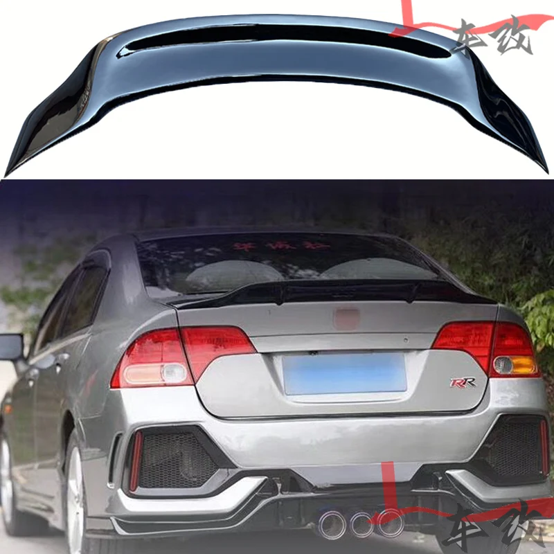 For Car Spoilers ABS R Style Rear Trunk Wing Spoiler For Honda Civic 8th Gen 2006-2011