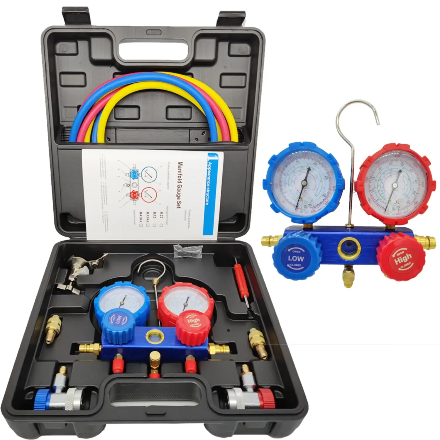 Car Tools Set Refrigeration Air Conditioning Manifold Gauge Maintenence Tools freon adding gauge forR22 R-410A R-134a R-404A