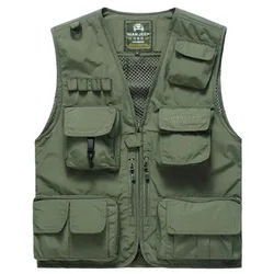New Summer Men Outdoor Waistcoats Climbing Sleeveless Jackets Men Multi-pockets Fishing Photography Mesh Breathable Vests 7XL