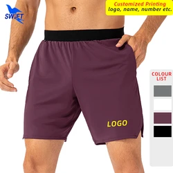 Customize LOGO Summer Single Layer Running Shorts Men Gym Sports Quick Dry Workout Training Fitness Short Pants Elastic Trunks