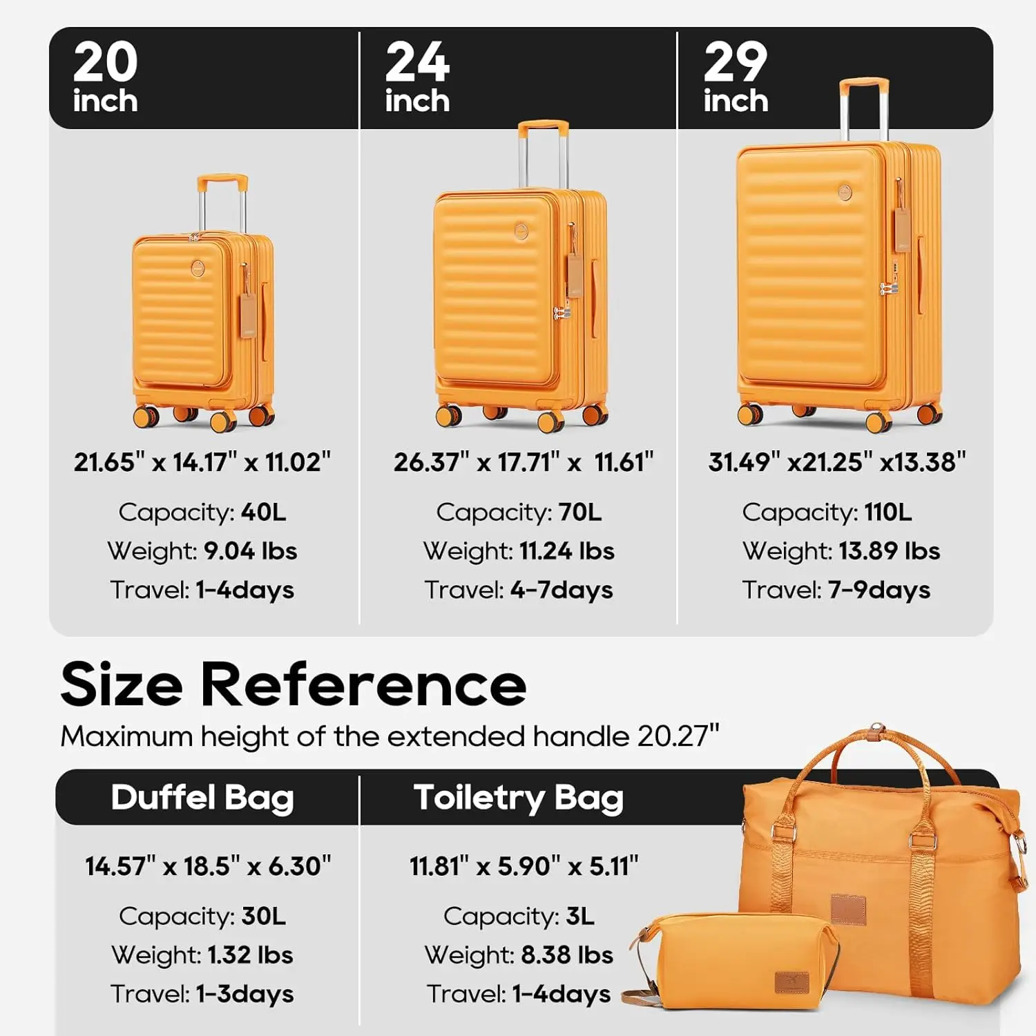 مجموعة أمتعة سفر Joyway مكونة من 5 قطع، مع جيب أمامي وحقيبة متينة من البولي كربونات وحقيبة من القماش الخشن وحقيبة أدوات الزينة وقفل TSA #2