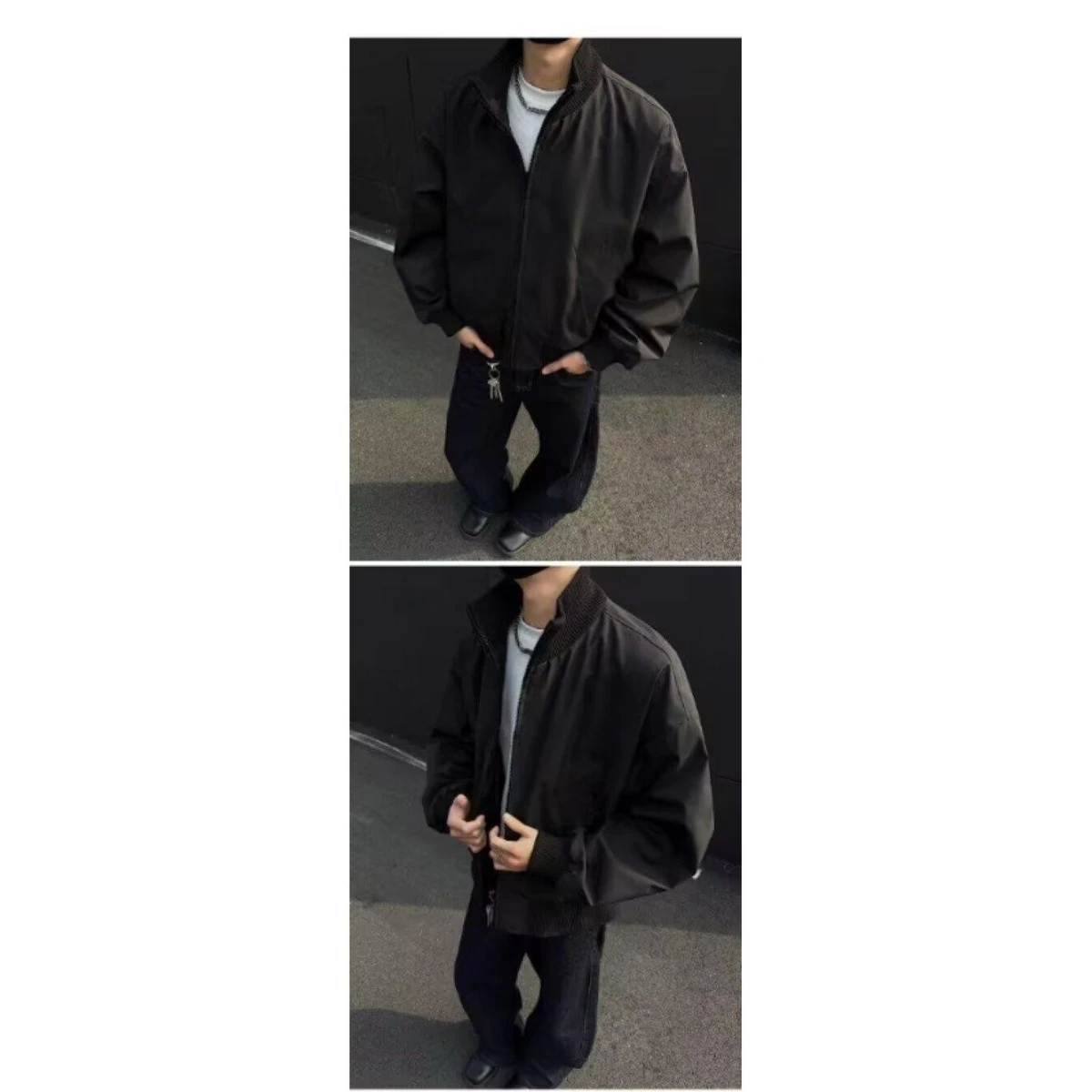 Retro Workwear Sle ort Jaet Loose Outerwear for Men And Women Pilot Coat Spring Autumn Faion Casual Polyester