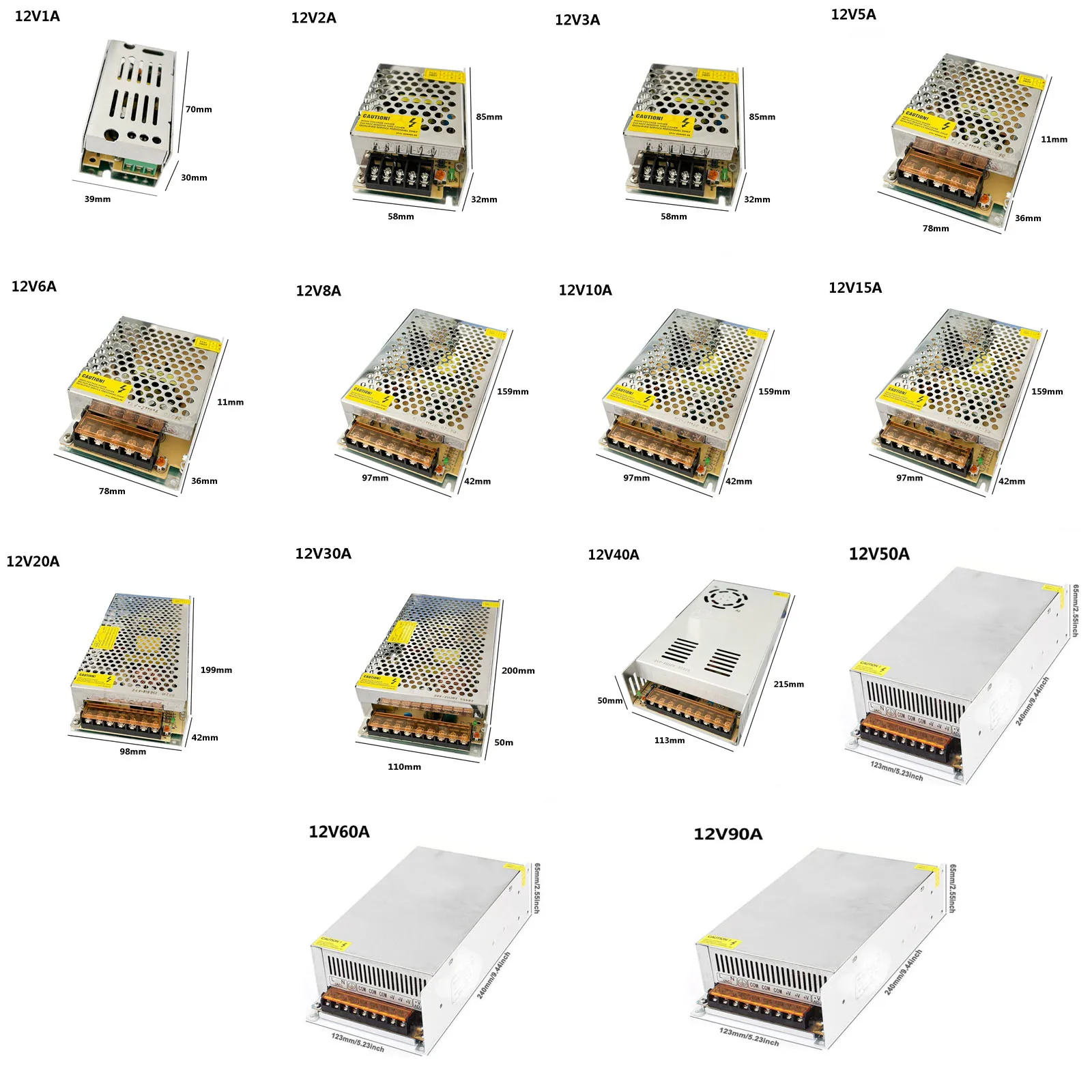 DC 5V 12V 24V 36V 48V alimentatore Switching 2A 3A 4A 5A 8A 10A 15A 20A 30A 40A 50A trasformatore di alimentazione adattatore di illuminazione a LED