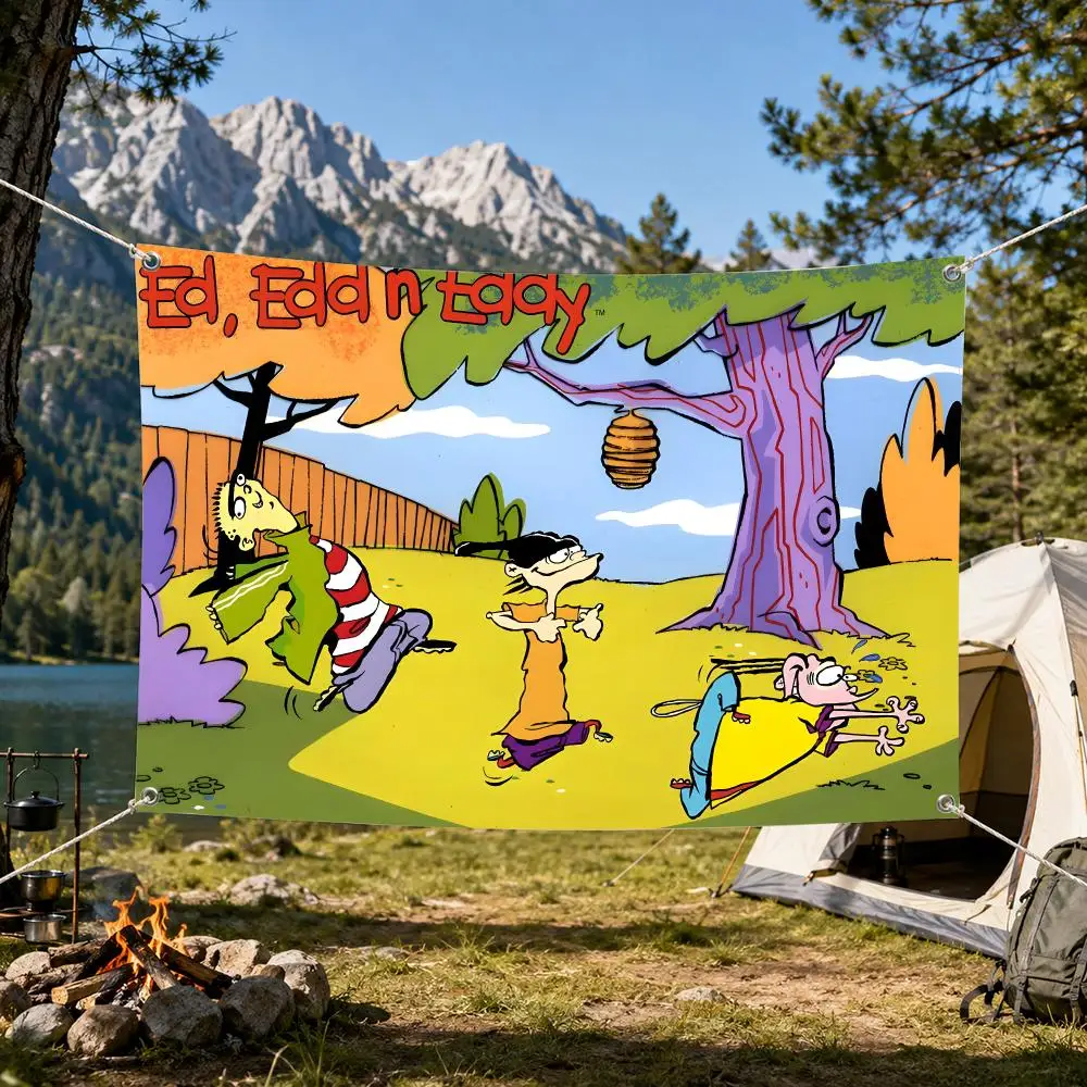 Funny E-Ed E-Edd n Eddy Cartoon Flags Aesthetic Wall Tapestry Printed Wall Hanging Living Room Party Outdoor Decor