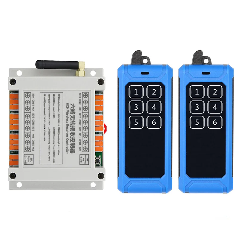 

50-1000m DC 12V 24V 36V 6CH 6 CH Wireless Remote Control LED Light Switch Relay Output Radio RF Transmitter And 433 MHz Receiver