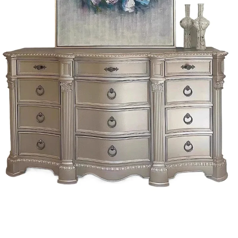

American retro carved storage, old nine-chest cabinet, French foyer dressing cabinet