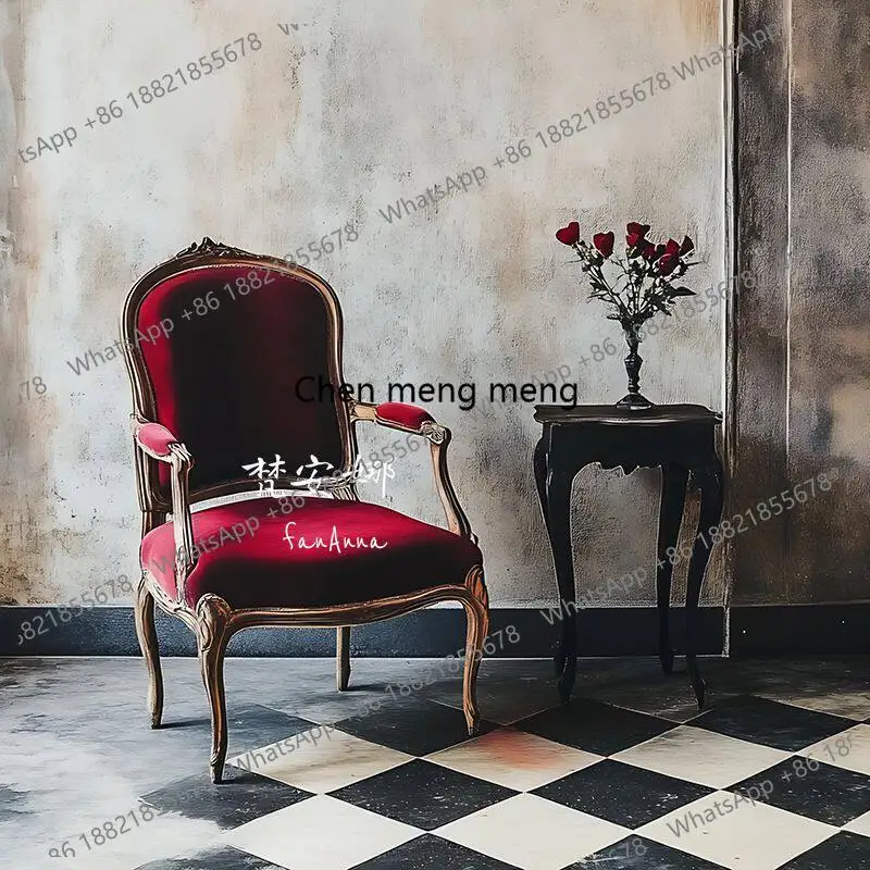 

French retro single sofa chair leisure chair homestay reception American velvet sofa chair