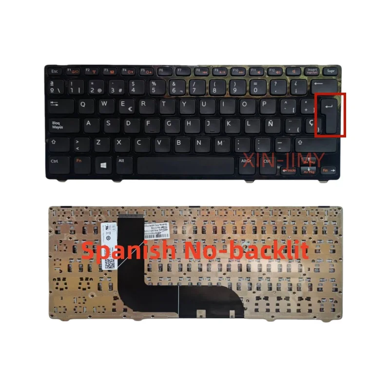 Teclado de laptop espanhol para Dell 5423 14z-5423 1618l 13Z-5323 5323 3360 V3360 sem luz de fundo