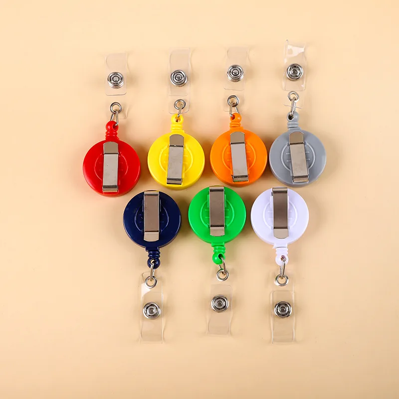 6pcs Color Retractable Badge Reels for ID Tag Name Badge Holder Pass Work Card Cover Case Clip Anti-Lost Keychain Clips