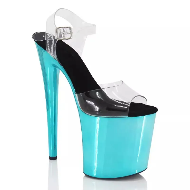 20CM Sexy Pole Dance Shoes Fashion Party Womens Sandals Transparent Buckle Striptease High Heels Fetish Platform Catwalk Shoes