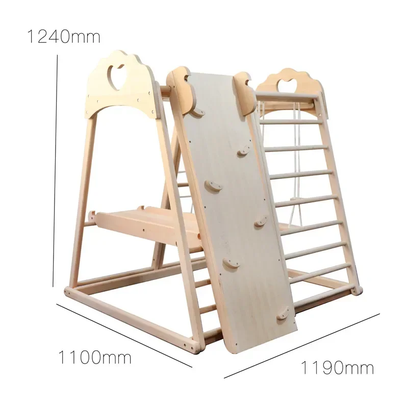 Children's indoor wooden climbing frame kindergarten swing toy children's physical training slide toy