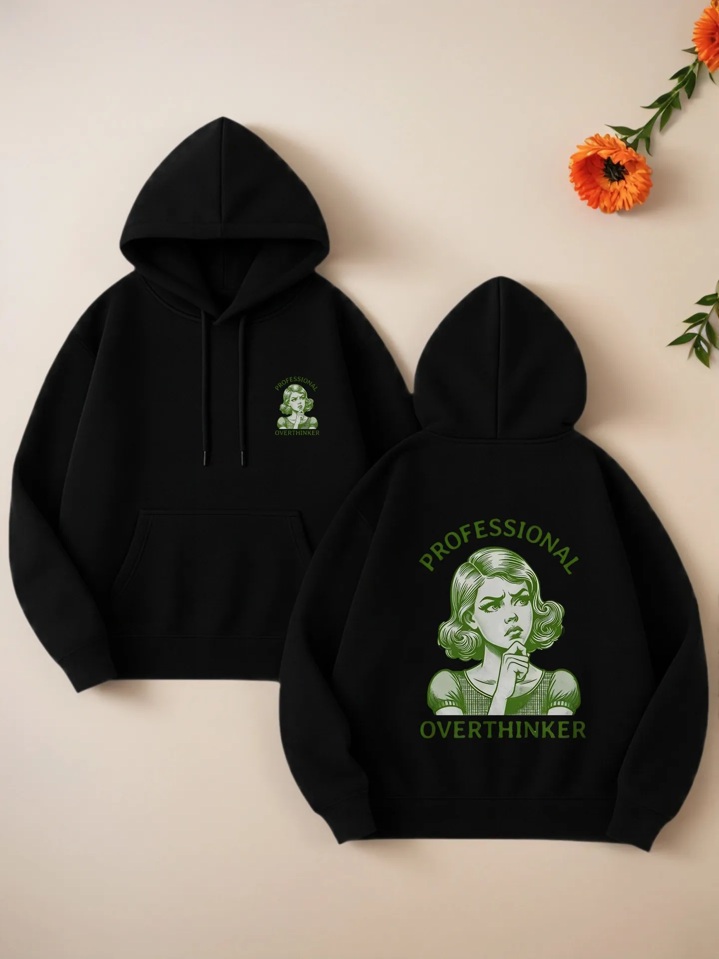 

Graphic Hoodie Women, Professional Overthinker Print, Casual Aesthetic Design, Soft Fabric, Casual Everyday Wear, For Women