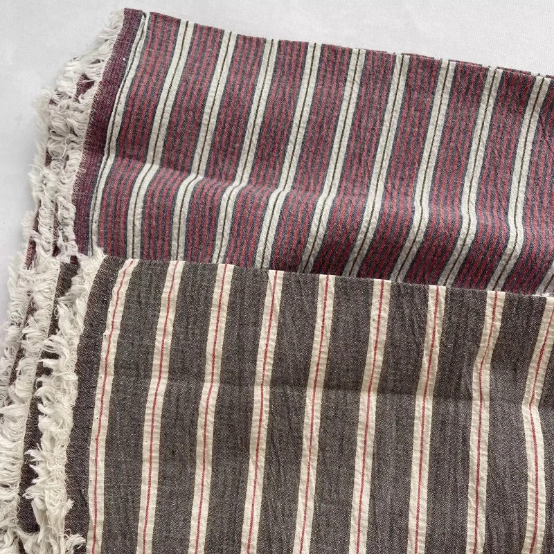 

Ins Style Striped Red Black Cotton Cloth DIY Fabric For Clothing Pants Shirt Fabric