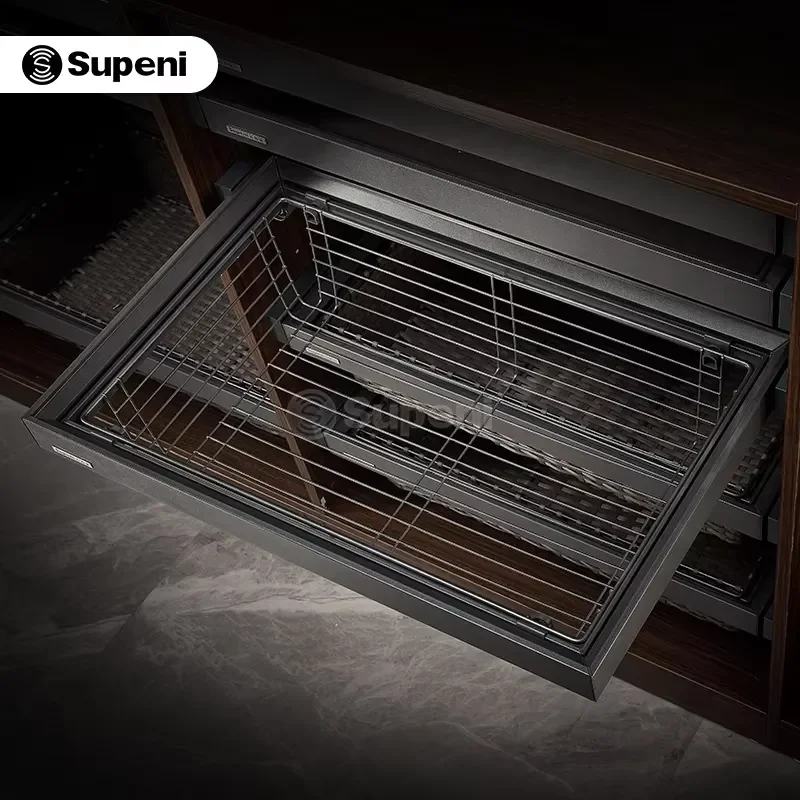 Large Stainless Steel Pull Out Wardrobe Storage Net Basket Metal Drawer Organizer for Closet Clothes Sorting Rack System