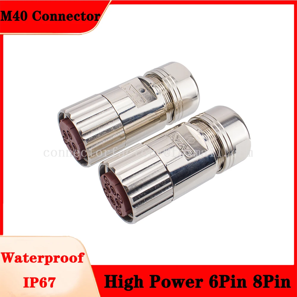 M40 Large Motor High Current Assembled Metal Plug Siemens Encoder Waterproof Connector High Power 6 8 Pin Machine Power Socket