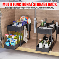 Under Sink Organizer and Storage Rack Table Single Pull-out Storage Rack Bathroom Storage Rack Tiered Shelf Kitchen Storage Rack