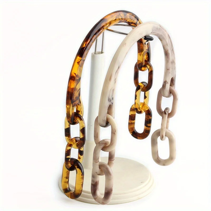 1PC 13.2cm/14.5cm Beige U-shaped Resin Handbag Shoulder Bag Chain Acrylic Amber Decorative Bag DIY Handle Accessories