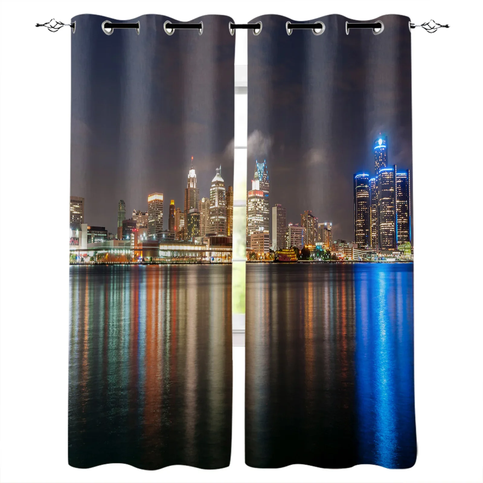 Nightscape Of American Cities Blackout Curtains Window Curtains For Bedroom Living Room Decor Window Treatments