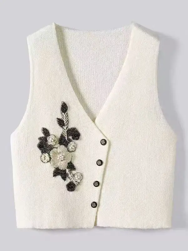 Damen-Strickweste, 2025, Herbst und Winter, neuer SLE V-Ne Layering Design Sensation Pullover, Oulder Bared Oberbekleidung