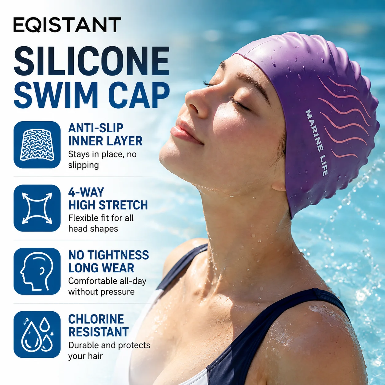 Swim Hat Silicone - Touca de Natação de Silicone para