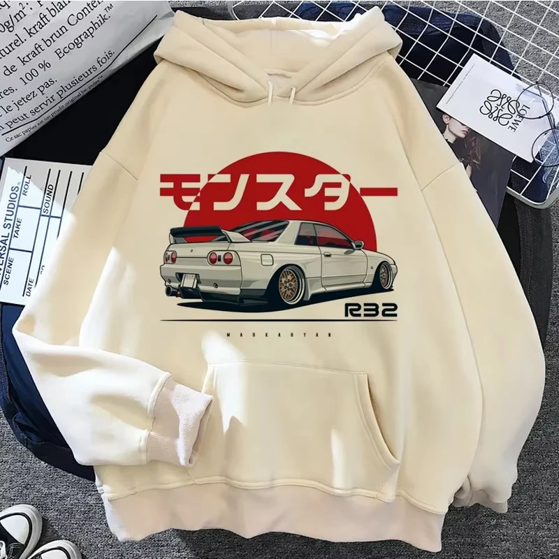Jdm プリントパーカー男性_女性カジュアルファッションフード付きシャツ女性 y2k 長袖プルオーバースウェットシャツユニセックス服