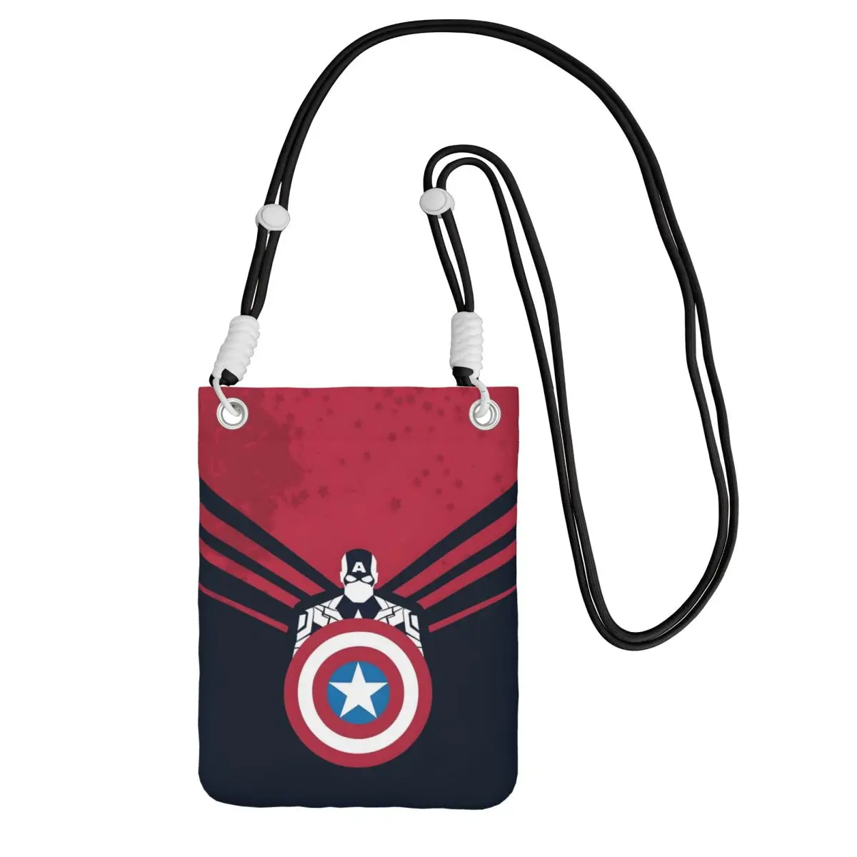 Bolso personalizado para teléfono móvil Capitán América para correr, hombres y mujeres, animación de cómics, pequeño bolso cruzado, correa para billetera para teléfono inteligente