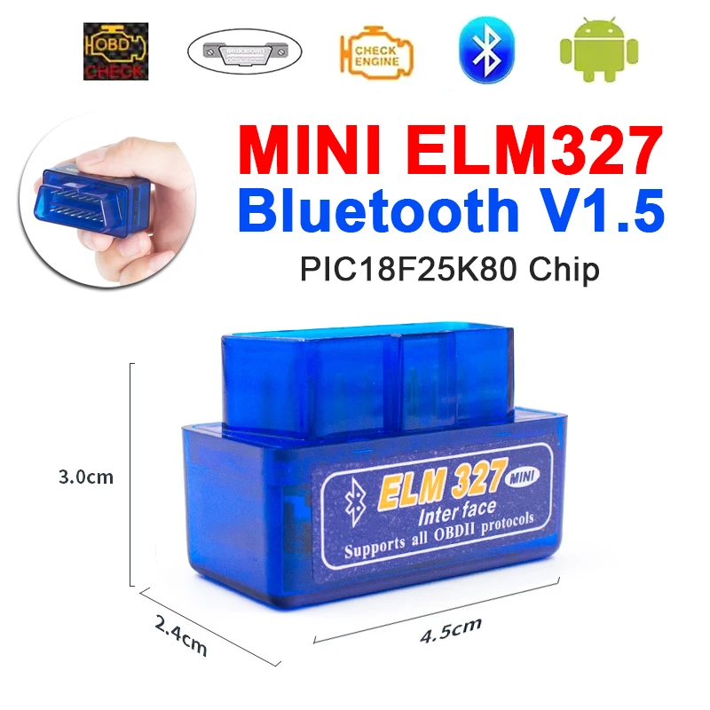 

﻿ Мини ELM327 Bluetooth V1.5 для Android/Winodws PIC18F25K80 OBDII автомобильный диагностический инструмент считыватель кодов OBD2 автомобильный диагностический сканер
