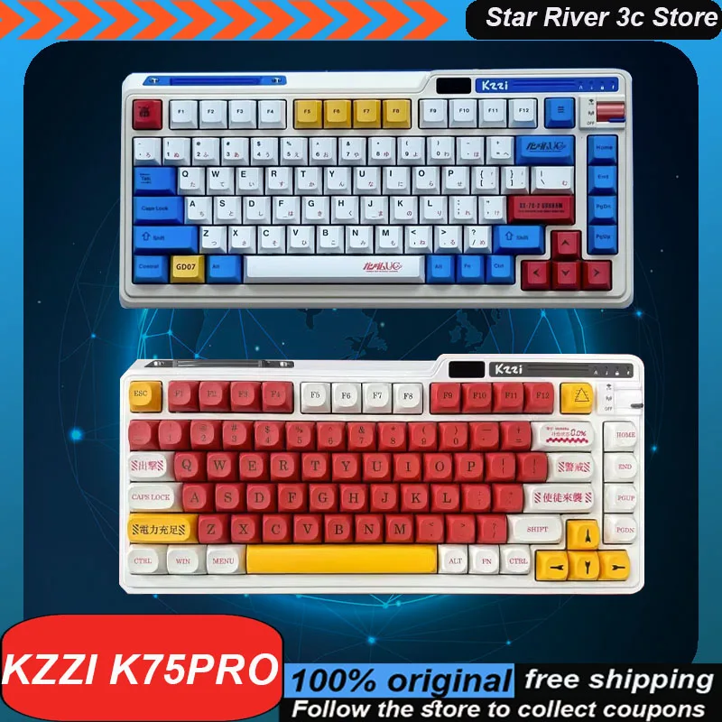 

Kzzi K75 Pro Mechanical Keyboard Wireless Three Mode Battery Screen Display 82keys Customized Gaming Keyboard Laptop Accessories