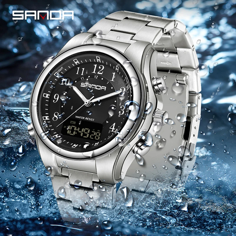 SANDA Digital Men Military Watch Waterproof Wristwatch LED Quartz Clock Sport Watch Male Electronic Watch Men Relogios Masculino