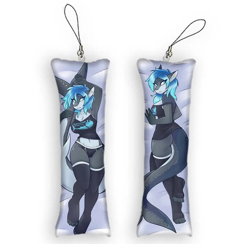 Animal Mini Dakimakura Anime Furry Keychain Pendant Double-Sided Print Hanging Ornament Small Pillow Key Chain Otaku Funny Gifts