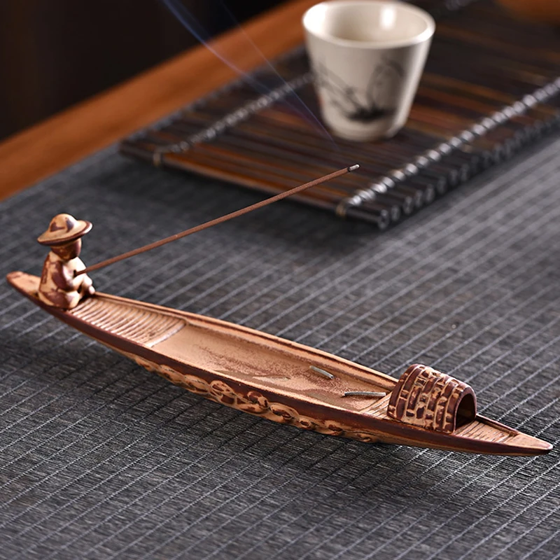 An Old Man's Fishing Room Features A Creative Incense Stand with A Zen Tea Ceremony and A Ceramic Aroma Diffuser Insence Burner