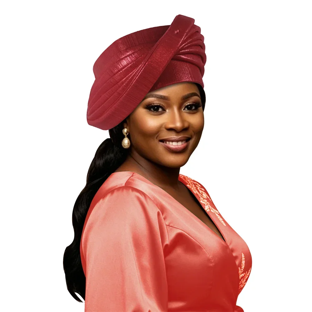2026 Neue mehrschichtige Damen-Turbanmütze, afrikanische Kopfbedeckung für Damen, nigerianische Hochzeitsgele, Party-Kopfbedeckung, Bonnet, Kopfbedeckung, Hut – Detail 8
