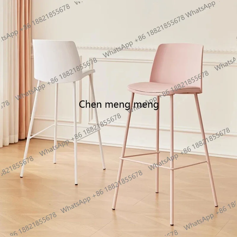 

Барный стул для ресторана, минималистичный, пластиковый, высокий, кремовый, в стиле трон, обеденный стул, удобный, для макияжа, модная мебель