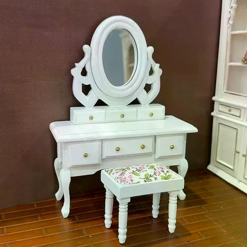 

1:12 кукольный домик, миниатюрная мебель, столик, туалетный столик с зеркалом, модель для декора кукольного дома, детские игрушки для ролевых игр, подарок