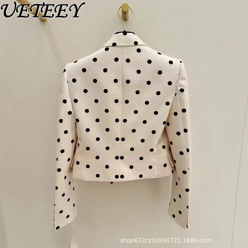 Manteau Blazer Chic à pois pour femmes, Style français, Niche haut de gamme, Unique, nœud papillon, mode, veste de costume courte polyvalente