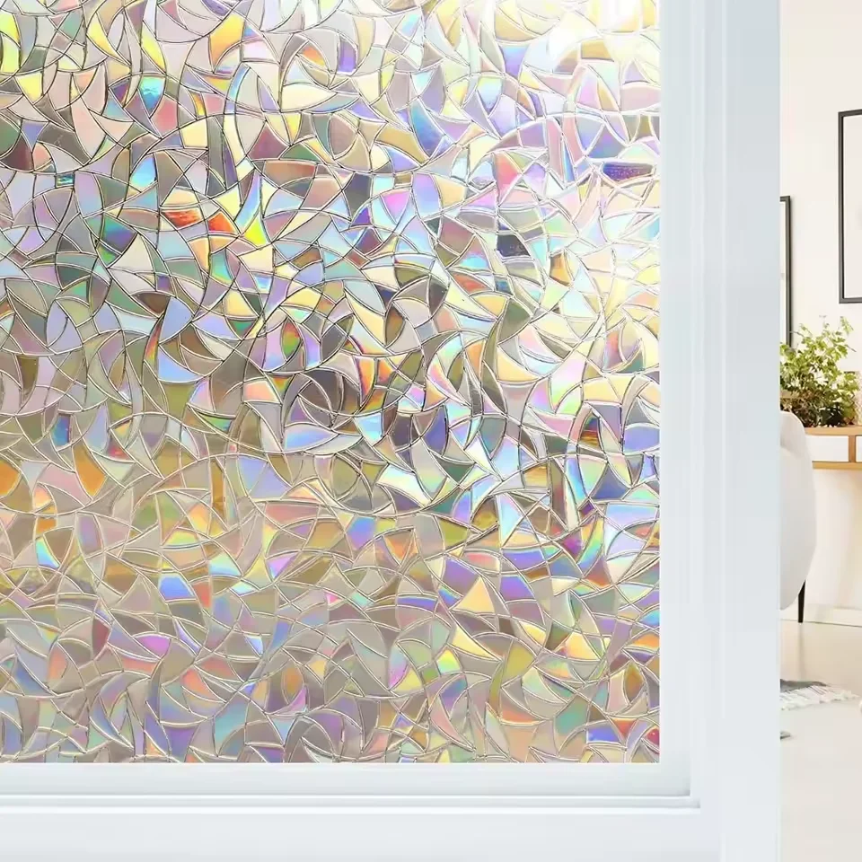 Adhesive-Free Window Privacy Film Colored Glass Film Window Screen Sticker Rainbow Static Cling Sticker Removable And Reflective