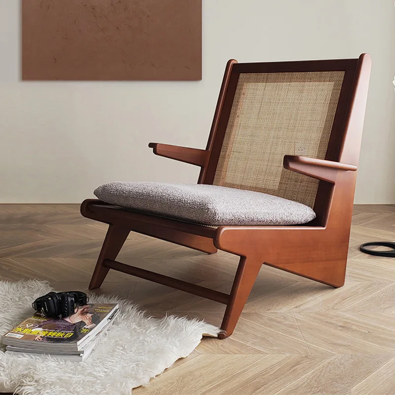 Canapé simple en rotin et bois massif