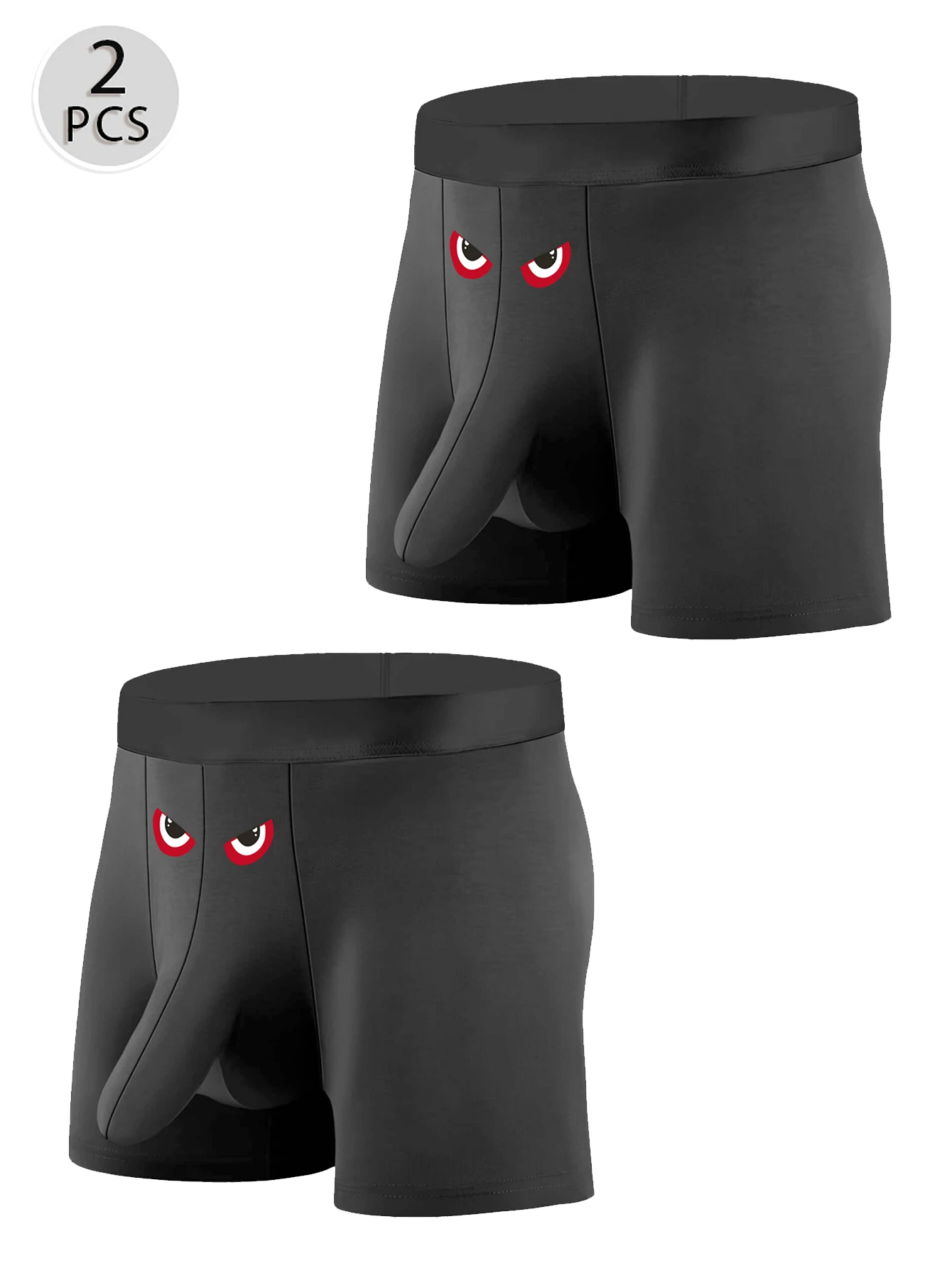 

2 Pack Mens Bulge Ball Pouch Underwear Boxer Briefs Cartoon Eyes Fun Elephant Trunk Underpants