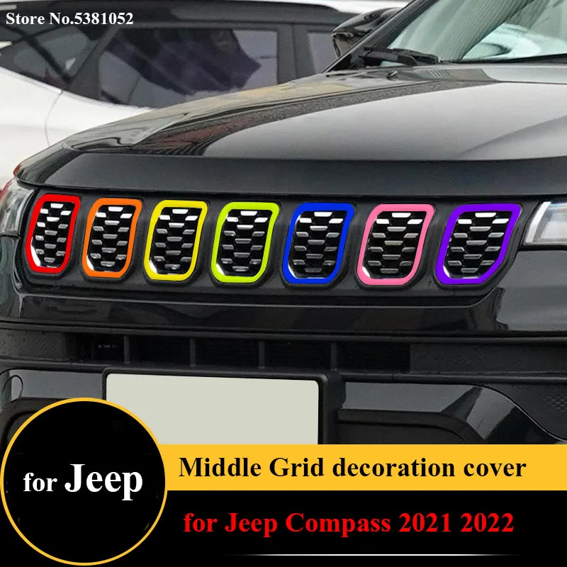 

for Jeep Compass 2021 2022 Accessories Car Middle Grid Modified Grid Decorative Strip Middle Grid Color Bar Protection Sticker